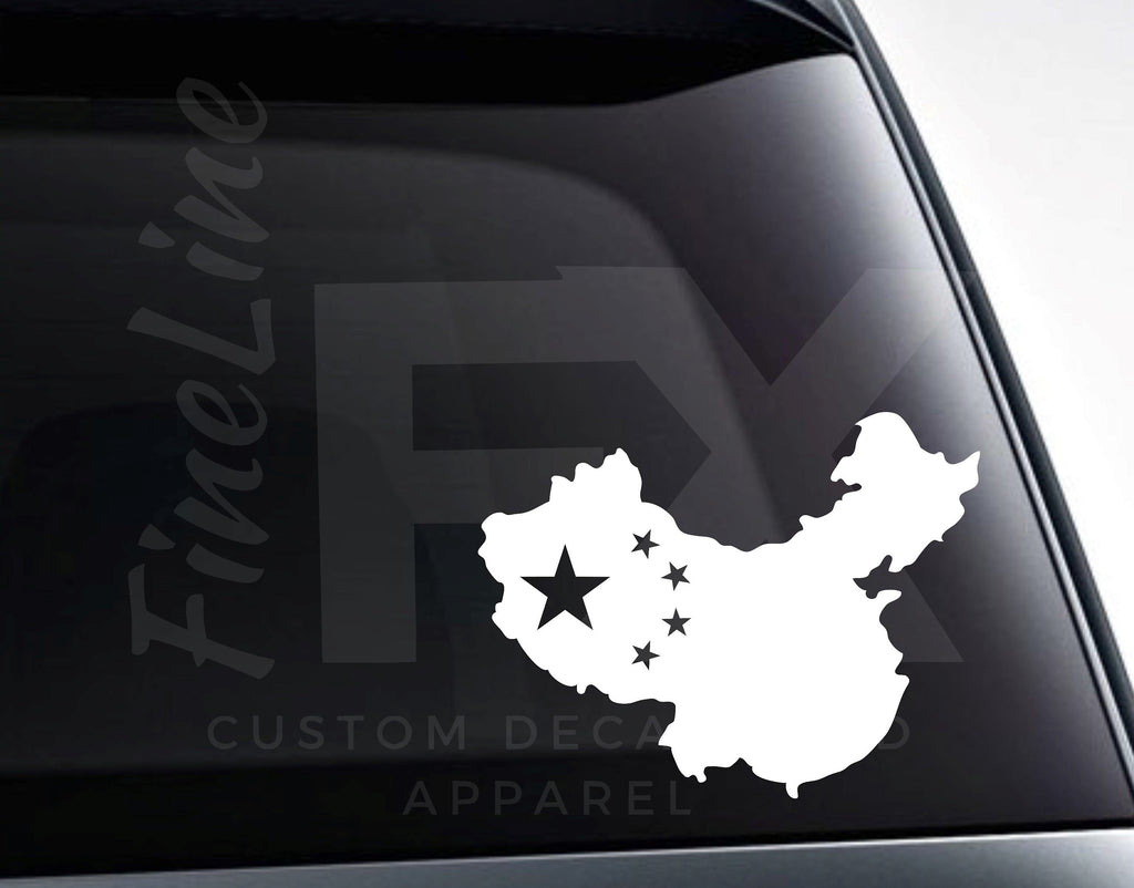 Chinese Flag China Map Vinyl Decal Sticker - FineLineFX
