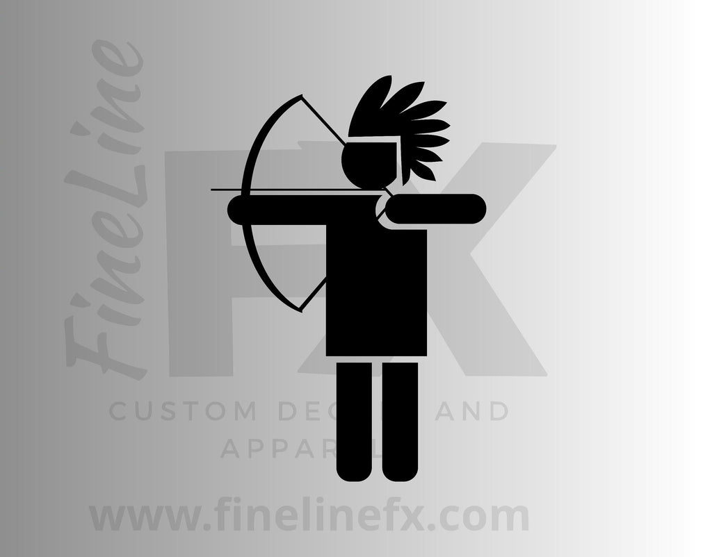 Native American Indian Archer Bow And Arrow Vinyl Decal Sticker - FineLineFX