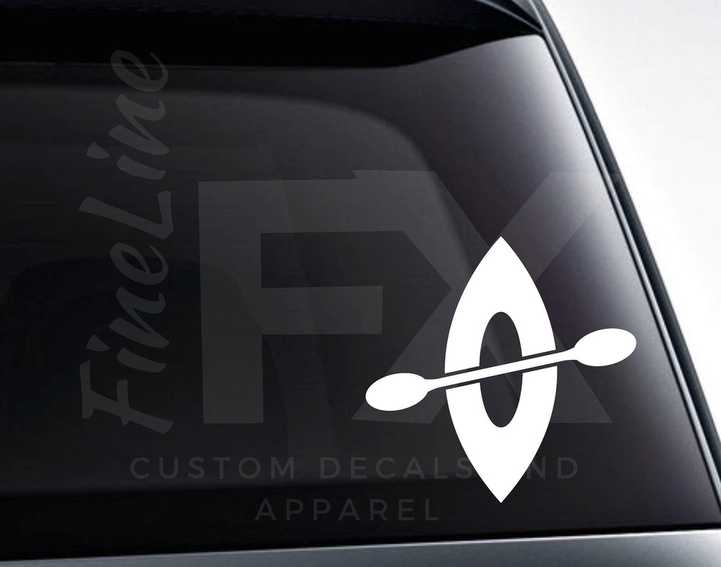 Kayak And Crossed Paddle Boating Icon Vinyl Decal Sticker - FineLineFX