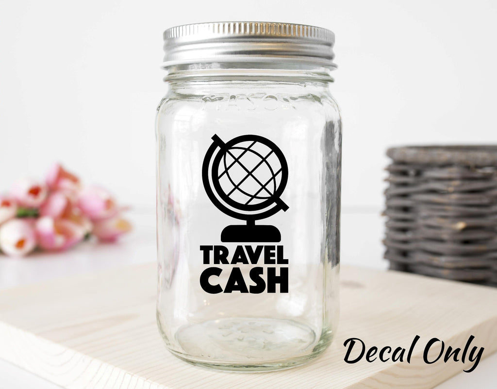 Travel Cash Decal | Travel Funds Coin Jar | Piggy Bank Vinyl Decal Sticker - FineLineFX
