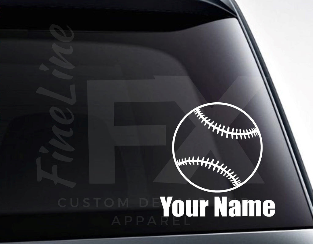 Baseball with Custom Name Vinyl Decal Sticker / Decal For Cars, Laptops, Tumblers And More
