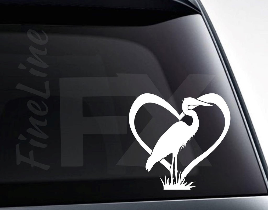 Great Blue Heron Bird In A Heart Vinyl Decal Sticker / Decal For Cars, Laptops, Tumblers And More