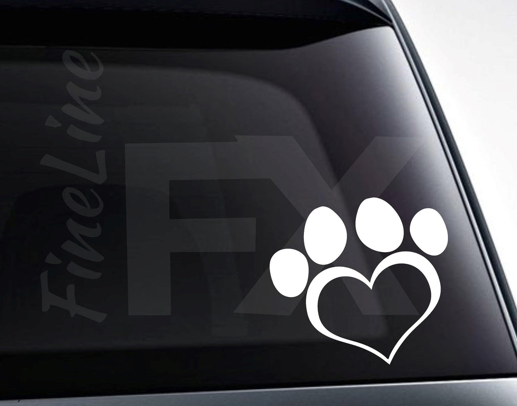 Heart Shaped Dog Paw Animal Paw Print Vinyl Decal Sticker / Decal For Cars, Laptops, Tumblers And More