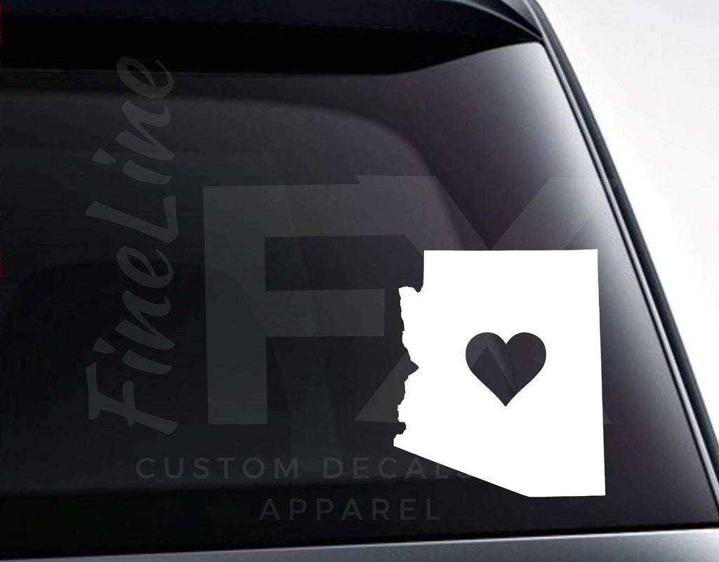 Arizona with a Heart Decal / Arizona Vinyl Decal Sticker for Cars, Laptops, Tumblers and More
