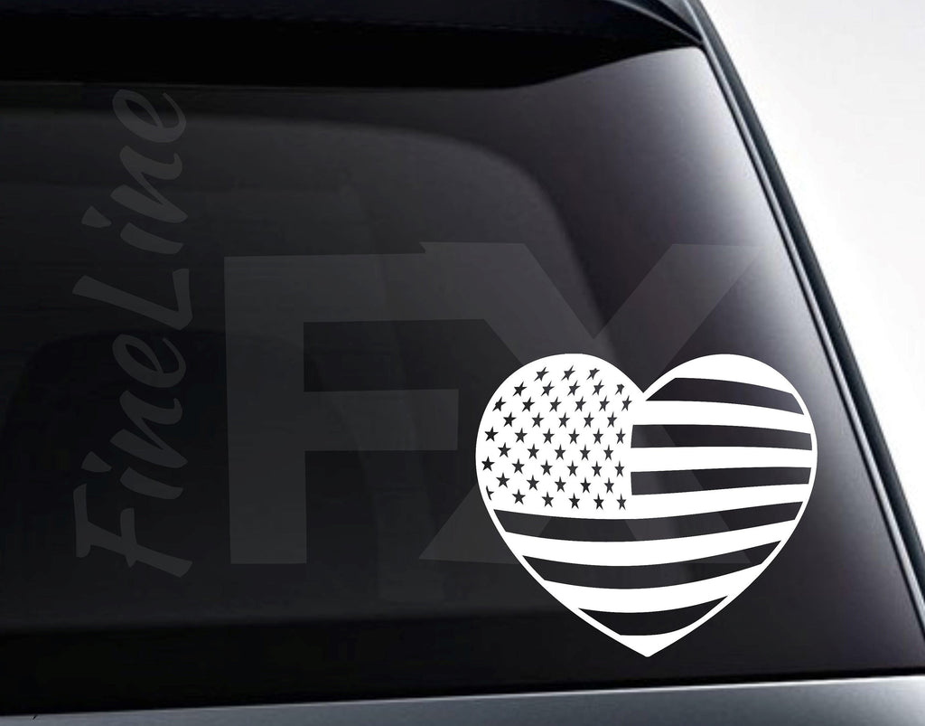 Heart Shape American USA Flag Vinyl Decal Sticker / Decal For Cars, Laptops, Tumblers And More