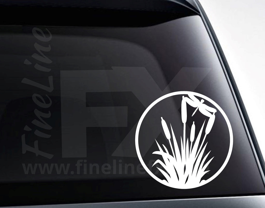 Cattails and Dragonfly Vinyl Decal Sticker / Decal For Cars, Laptops, Tumblers And More