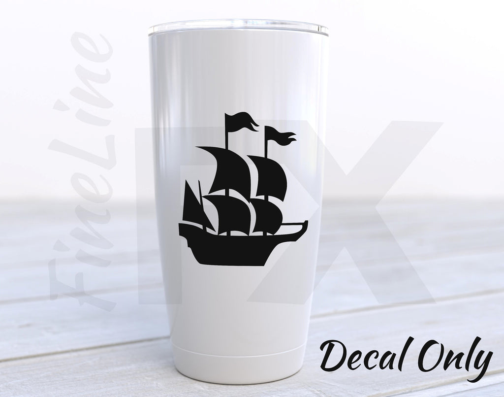Pirate Ship Silhouette Vinyl Decal Sticker / Decal For Cars, Laptops, Tumblers And More