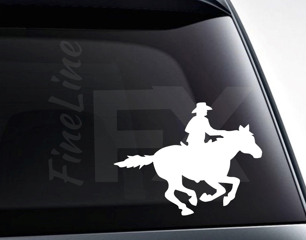 Running Galloping Horse And Cowboy Vinyl Decal Sticker / Decal For Cars, Laptops, Tumblers And More