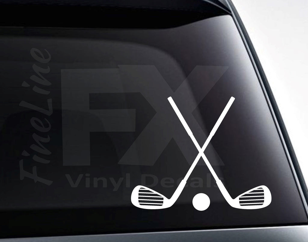 Crossed Golf Clubs and Golf Ball Vinyl Decal Sticker / Decal For Cars, Laptops, Tumblers And More