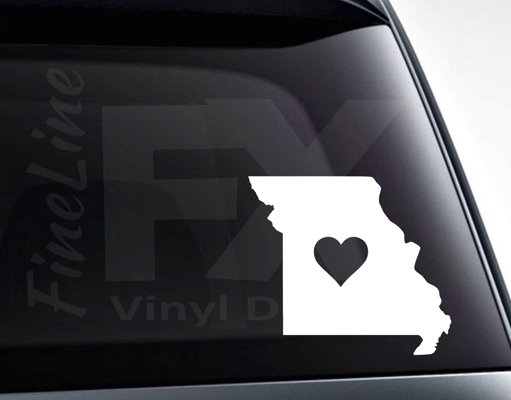 Missouri Map With a Heart Vinyl Decal Sticker / Decal For Cars. Laptops, Tumblers And More