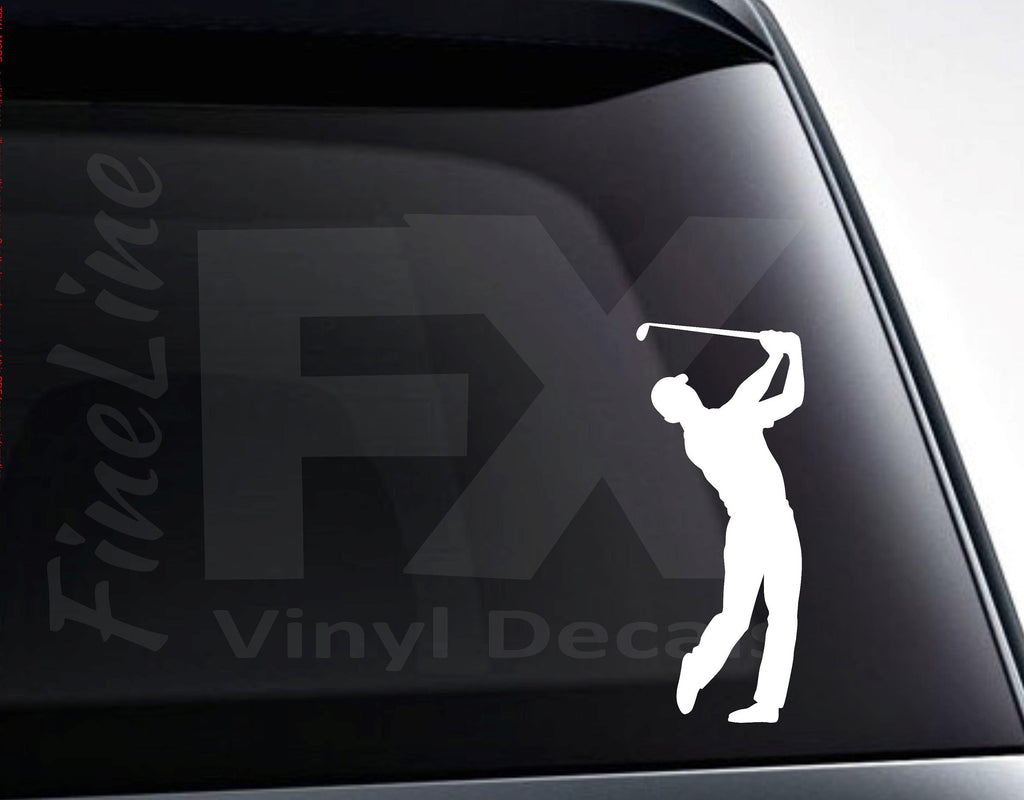 Men&#39;s Golfing Silhouette Vinyl Decal Sticker / Decals For Cars, Laptops, Tumblers And More