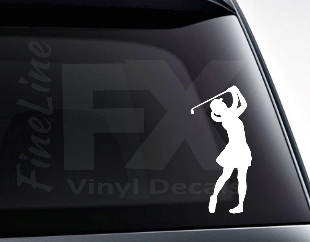 Womens Golfing Silhouette Vinyl Decal Sticker / Decal For Cars, Laptops, Tumblers And More
