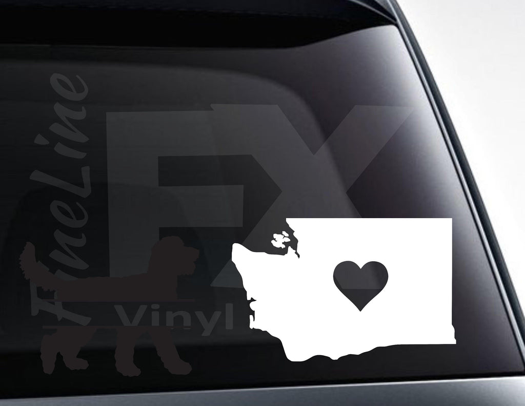 Washington Heart Love Home State Vinyl Decal Sticker 