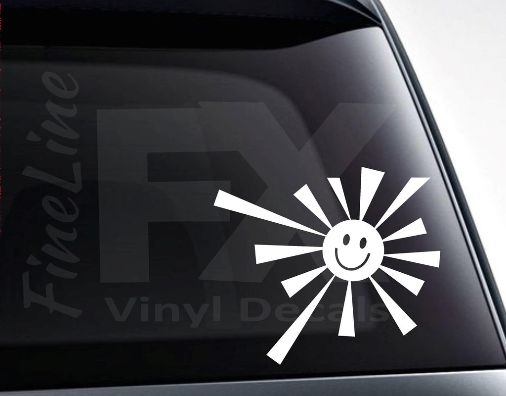 Sunshine Sun Rays Smiley Face Vinyl Decal Sticker / Decal For Cars, Laptops, Tumblers And More