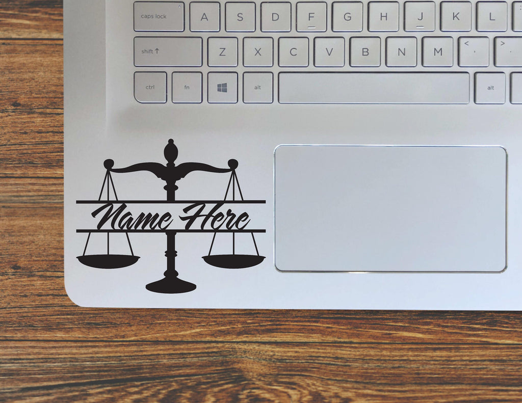 Personalized Law Scales Of Justice Vinyl Decal Sticker 