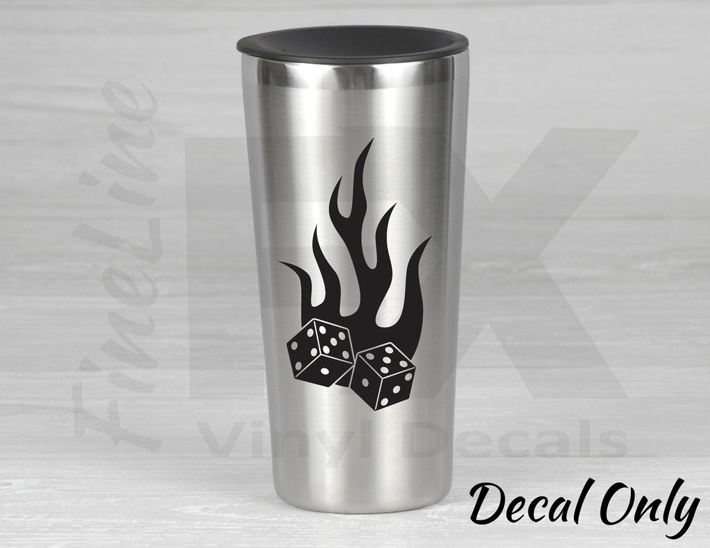 Dice With Flames Vinyl Decal Sticker 