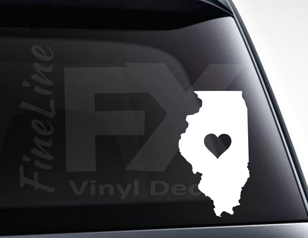 Illinois With A Heart Vinyl Decal Sticker / Decal For Cars, Laptops, Tumblers And More