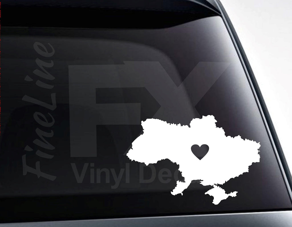 Ukraine Map With Heart Vinyl Decal Sticker 