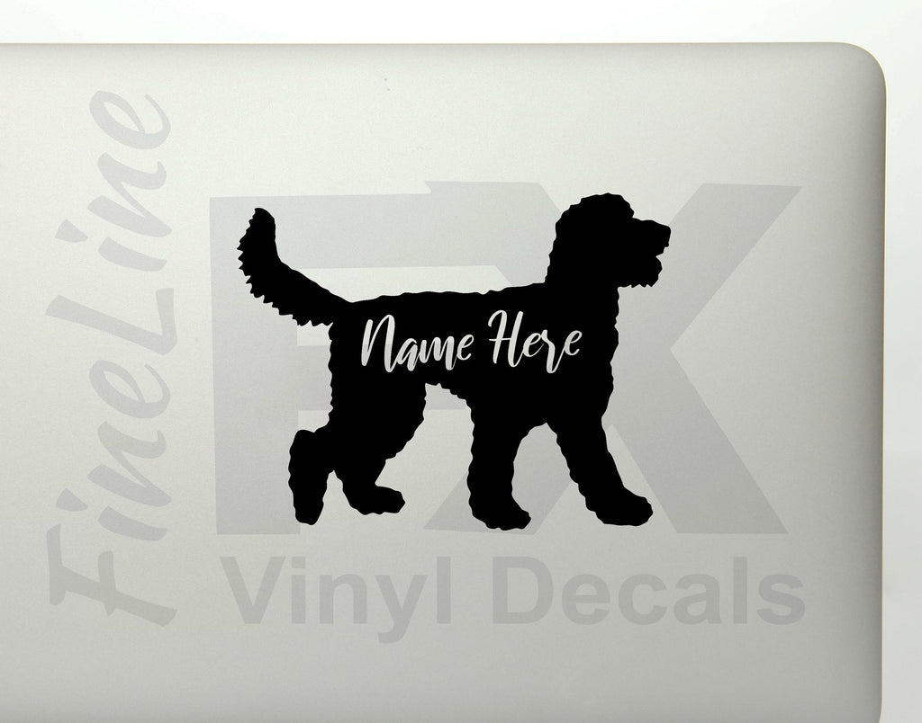 Personalized Goldendoodle Silhouette Dog Name Vinyl Decal Sticker 