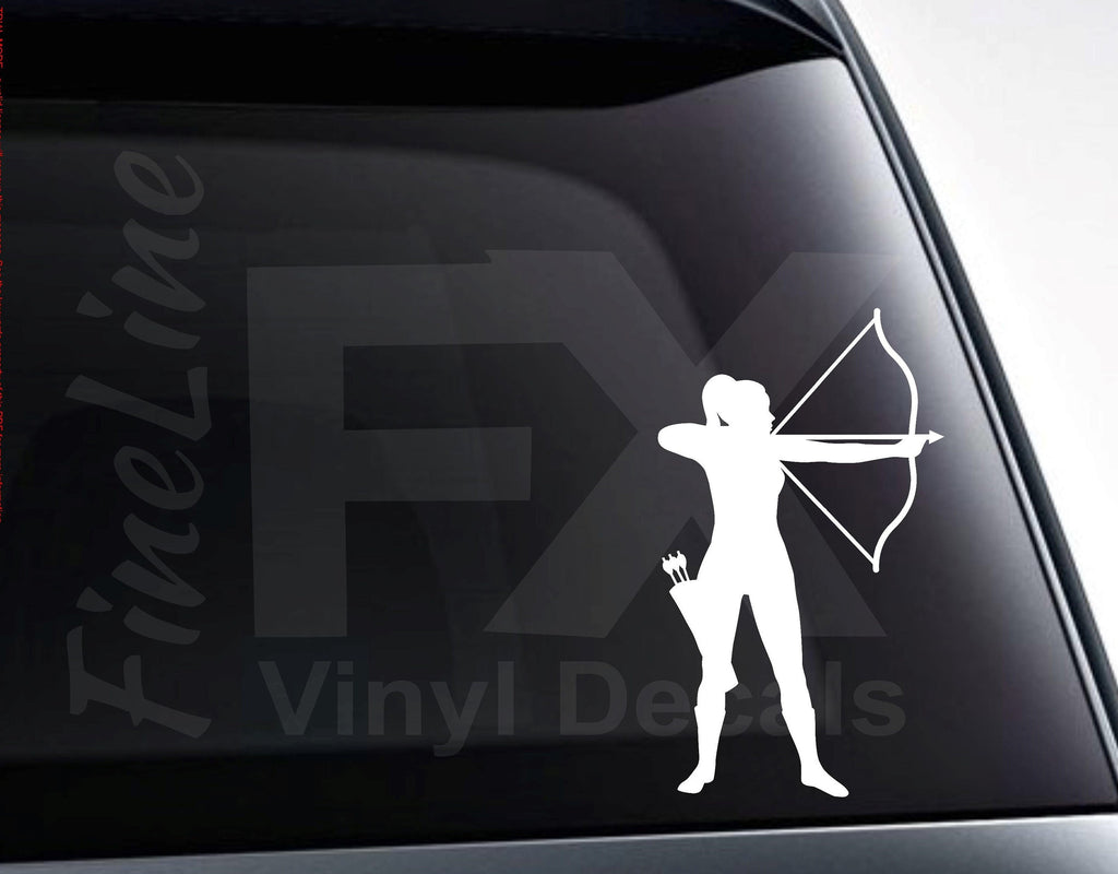 Girl Archer Compound Bow Archery Vinyl Decal Sticker 