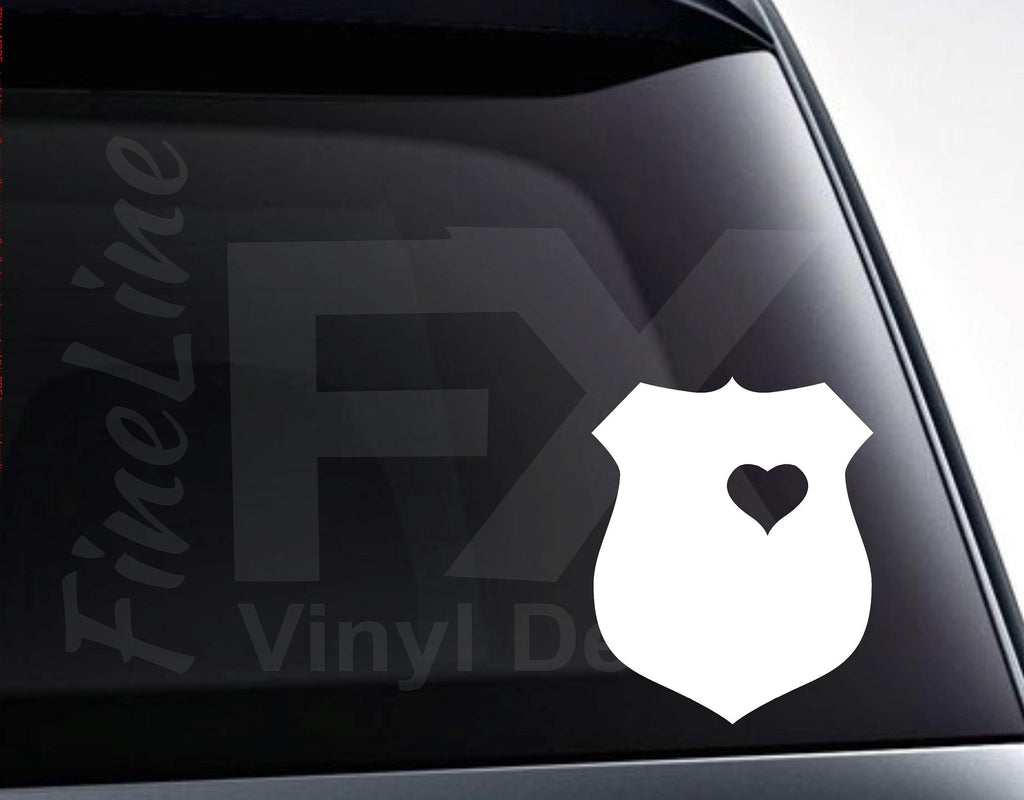 Police Badge With Heart Vinyl Decal Sticker 