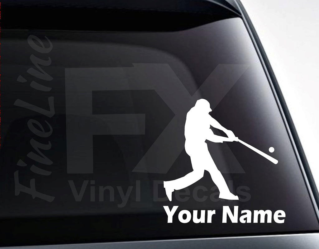 Personalized Baseball Player With Name Vinyl Car Decal Sticker