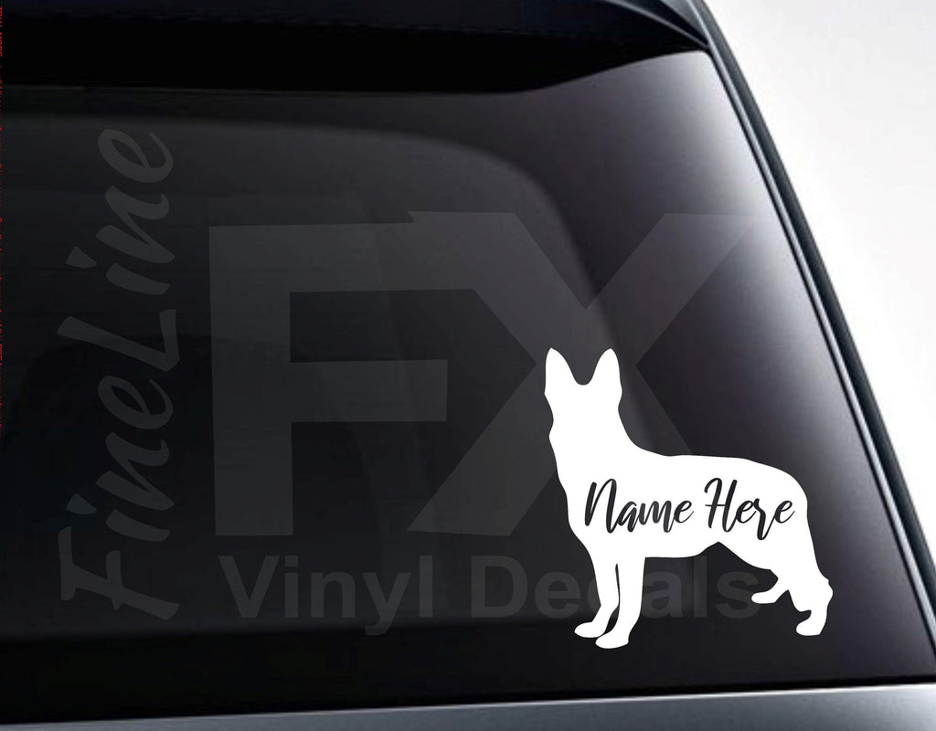 Personalized German Shepherd Silhouette Dog Name Vinyl Decal Sticker 