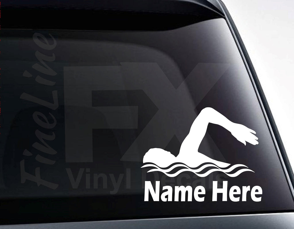 Swimming Personalized Swimmer Vinyl Decal Sticker 