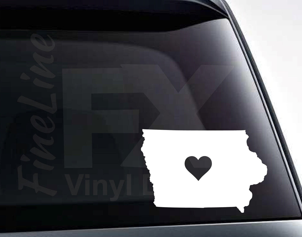 Iowa With Heart Vinyl Decal Sticker 