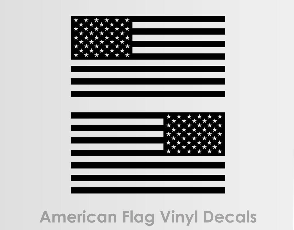 Set of 2 American Flag Vinyl Decal Stickers With One Reversed 