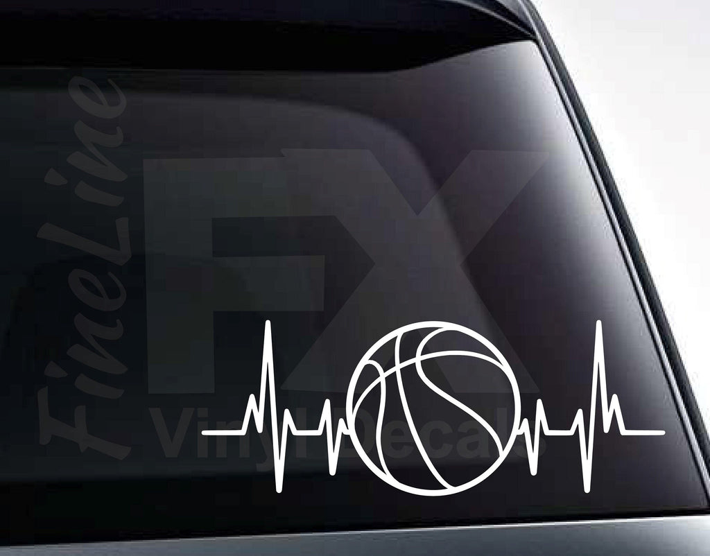 Basketball Heartbeat Vinyl Decal Sticker 
