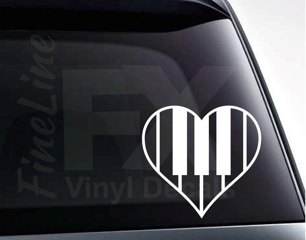 Piano Keys Heart Vinyl Decal Sticker 