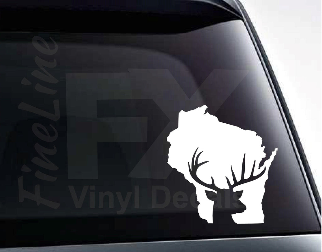 Wisconsin Deer Hunting Vinyl Decal Sticker 