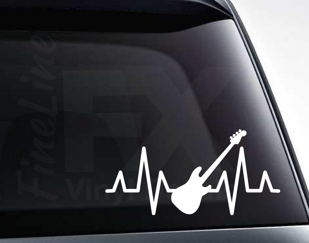 Bass Guitar Heartbeat EKG Vinyl Decal Sticker / Decal For Cars, Laptops, Tumblers and More
