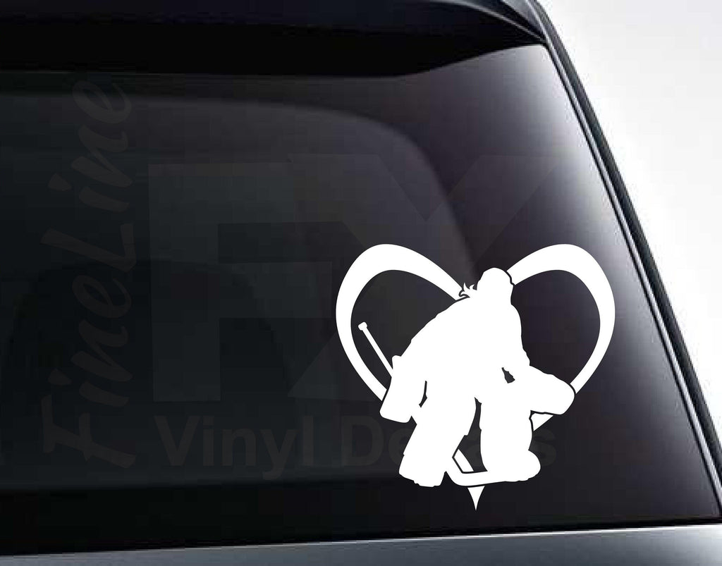 Girl Hockey Player Heart Goalie Vinyl Decal Sticker / Decal For Cars, Laptops, Tumblers And More