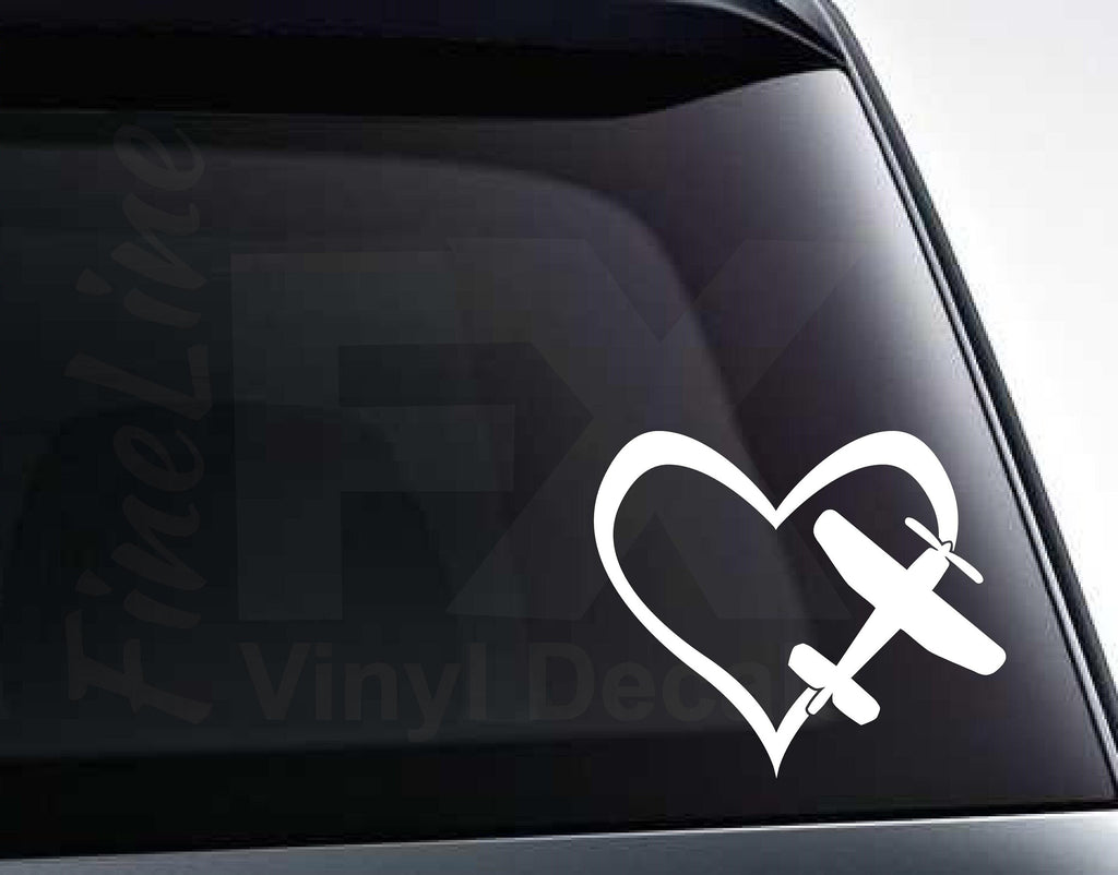 Airplane Heart Vinyl Decal Sticker / Pilot, Flight Attendant, Travel Decal For Cars, Laptops, Tumblers And More