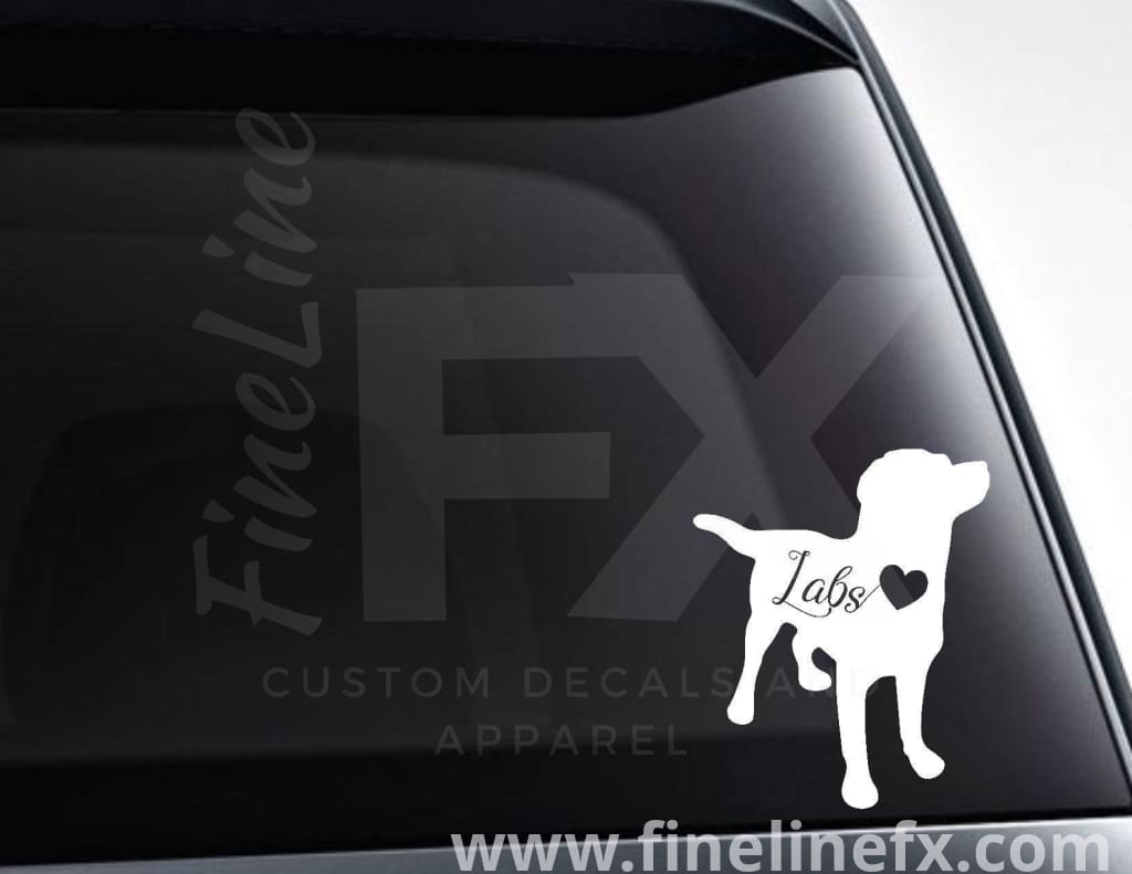 Labrador Dog With Heart Vinyl Decal Sticker - FineLineFX