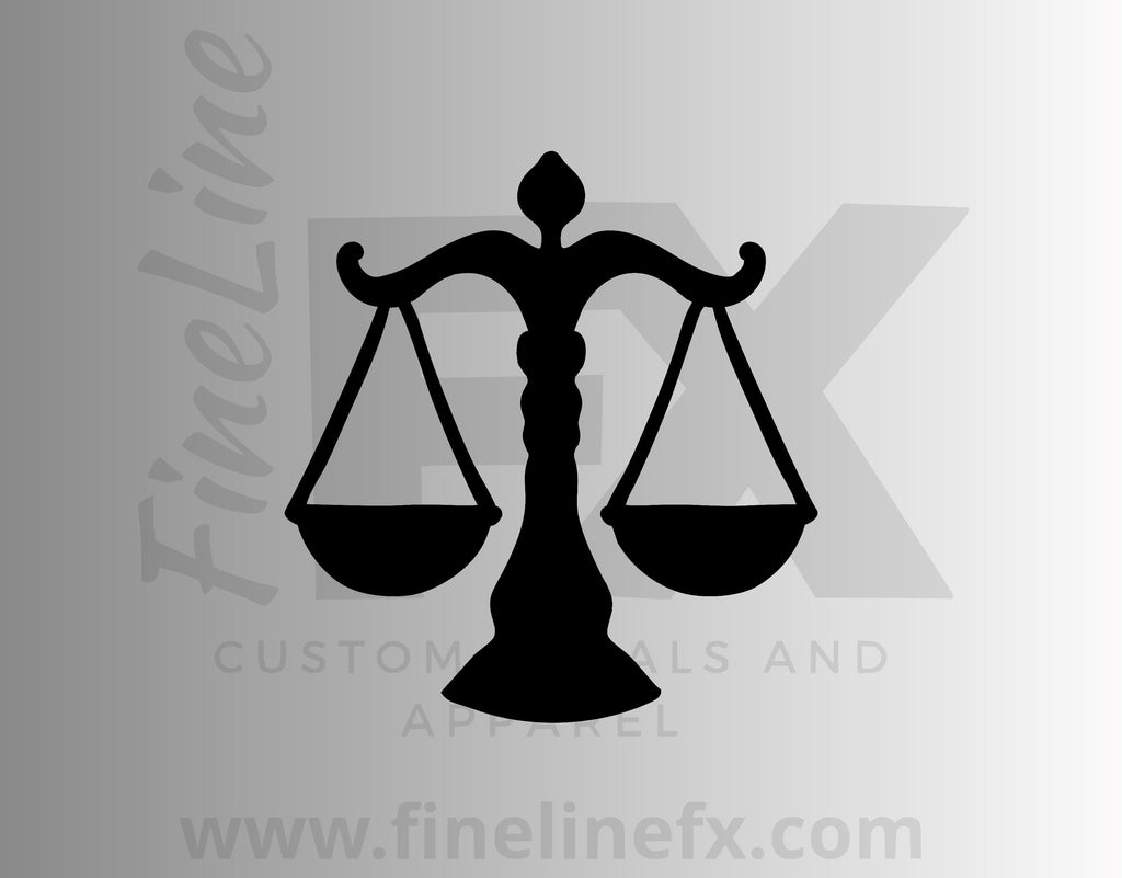 Law Scales Of Justice Vinyl Decal Sticker - FineLineFX