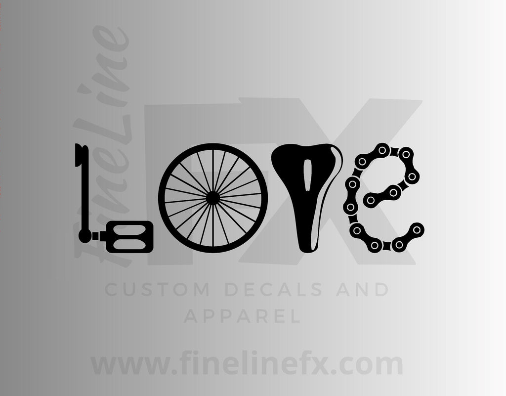 Love Bicycling Vinyl Decal Sticker - FineLineFX