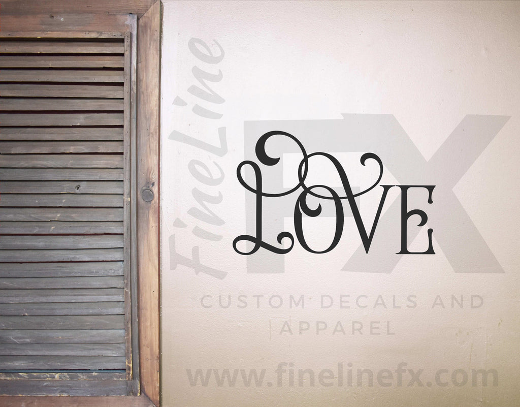 Love Fancy Typography Die Cut Vinyl Wall Decal - FineLineFX