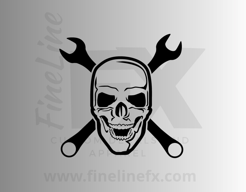 Mechanic Skull Vinyl Decal Sticker - FineLineFX
