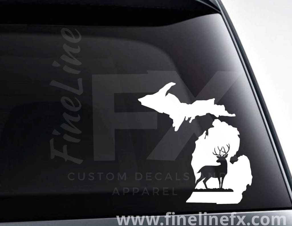 Michigan Buck Deer Hunting Vinyl Decal Sticker - FineLineFX
