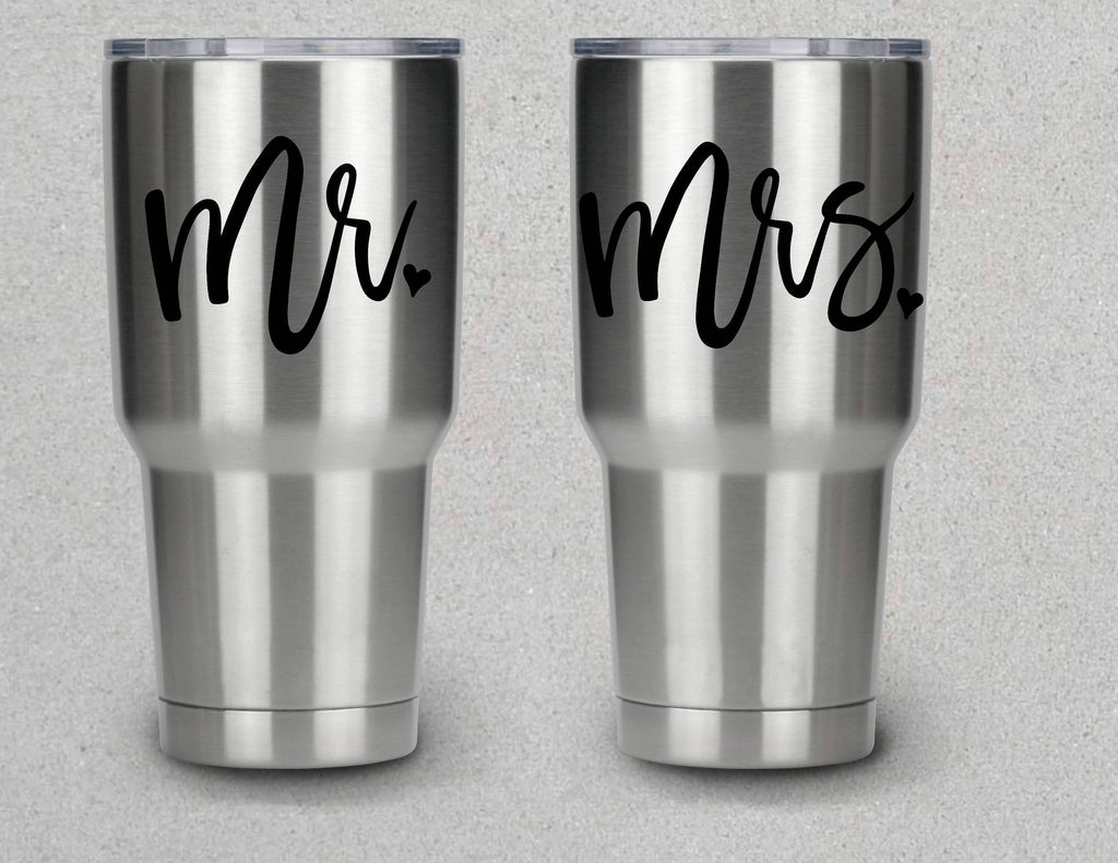 Mr. And Mrs.Vinyl Decal Stickers Pair - FineLineFX