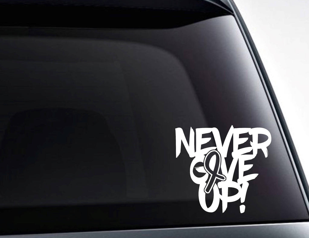 Never Give Up Cancer Ribbon Vinyl Decal Sticker - FineLineFX