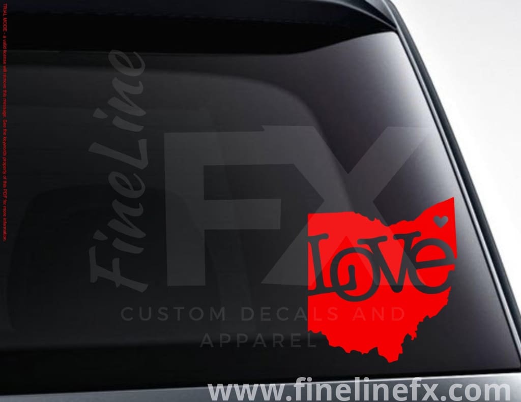 Ohio Love Vinyl Decal Sticker - FineLineFX