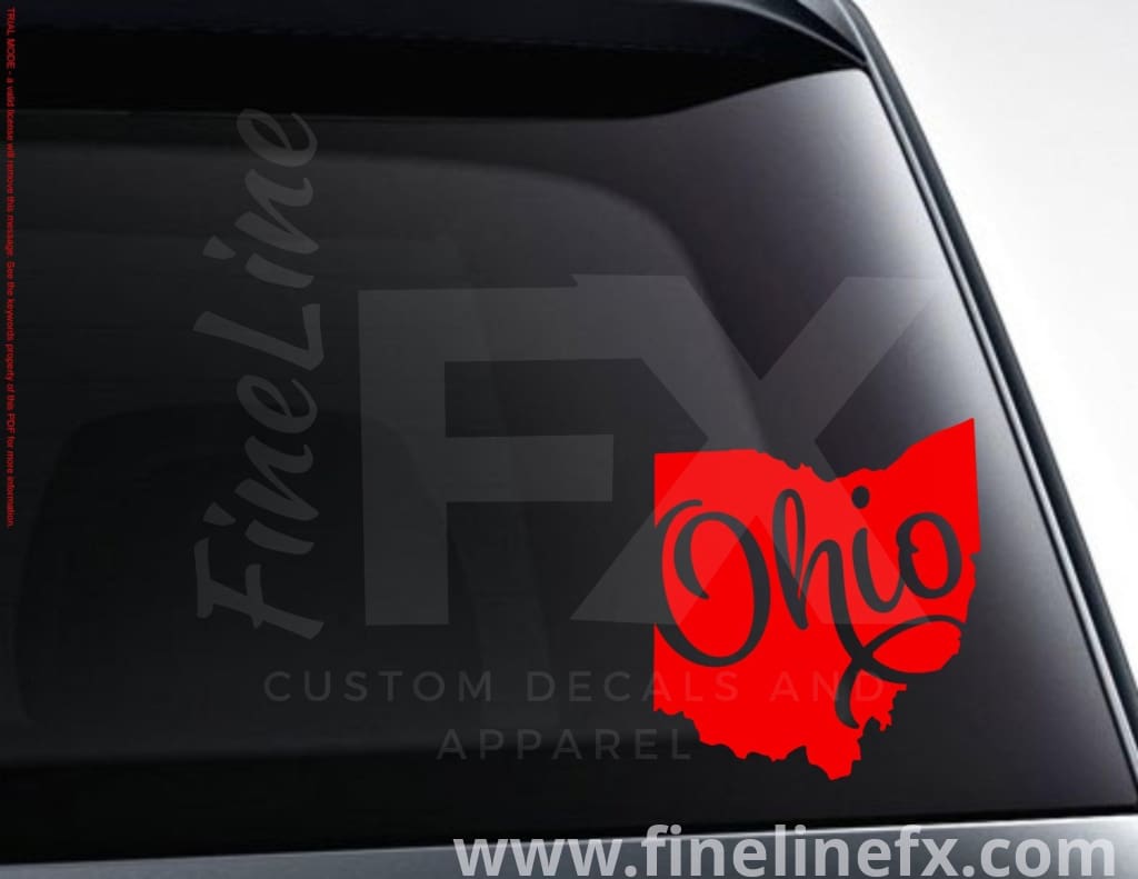 Ohio State Outline Word Art Vinyl Decal Sticker - FineLineFX