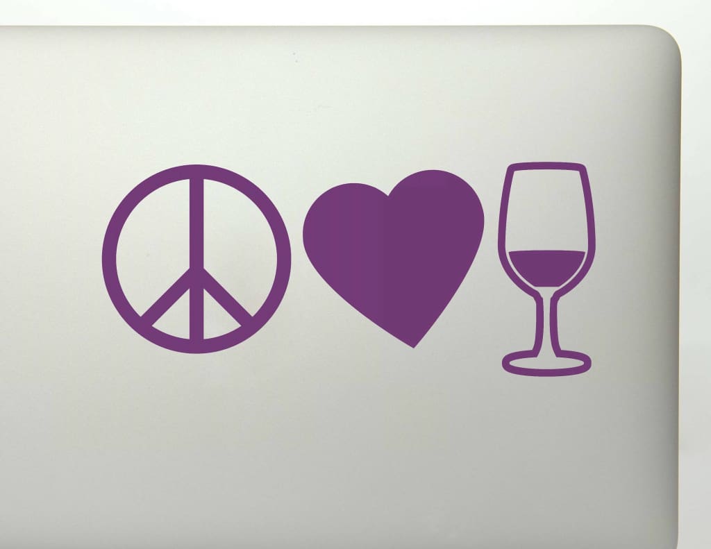 Peace Love And Wine Vinyl Decal Sticker - FineLineFX