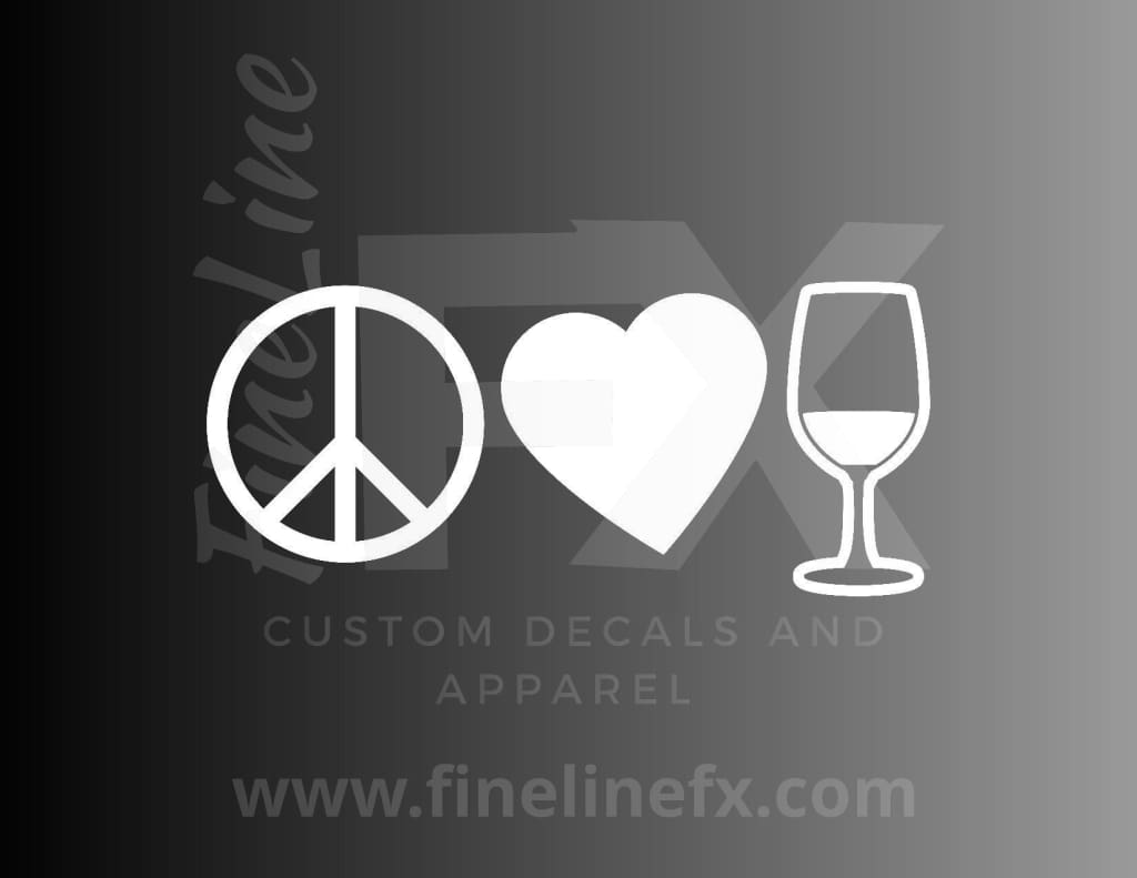 Peace Love And Wine Vinyl Decal Sticker - FineLineFX
