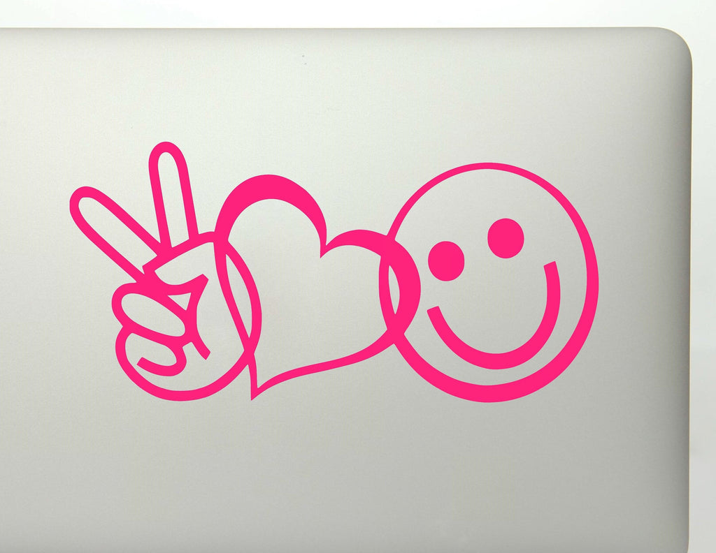 Peace Love And Happiness Vinyl Decal Sticker - FineLineFX