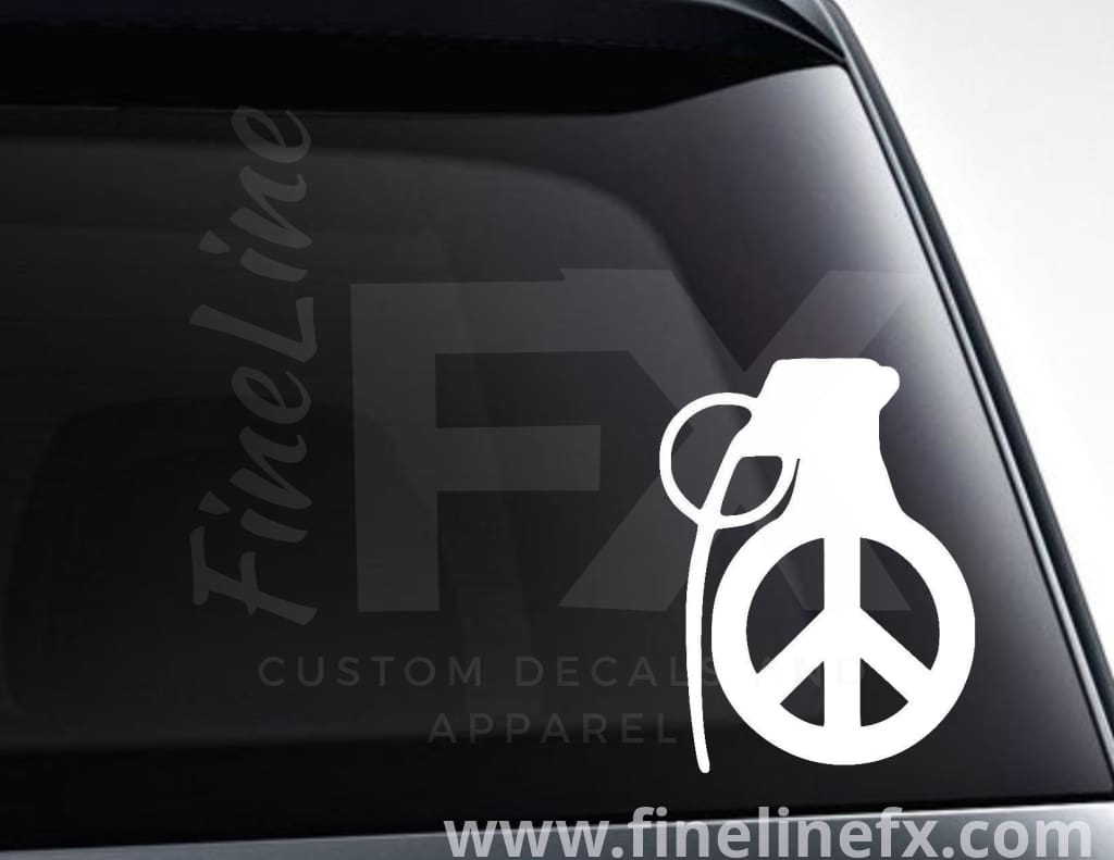 Peace Sign Grenade Vinyl Decal Sticker - FineLineFX